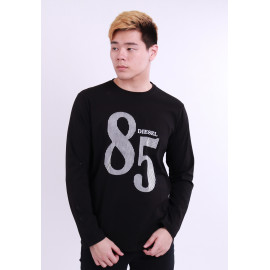 image of Diesel Men Graphics Round Neck Tee Long Sleeve - Black