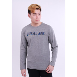 image of Diesel Men Graphics Round Neck Tee Long Sleeve - Grey