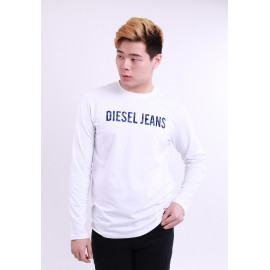 image of Diesel Men Graphics Round Neck Tee Long Sleeve - White