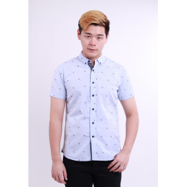 image of Diesel Men Over Bird Embroidery Woven Shirt - Blue