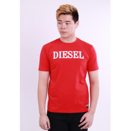 image of Diesel Men Wool Embroidery Round Neck Tee Short Sleeve - Red