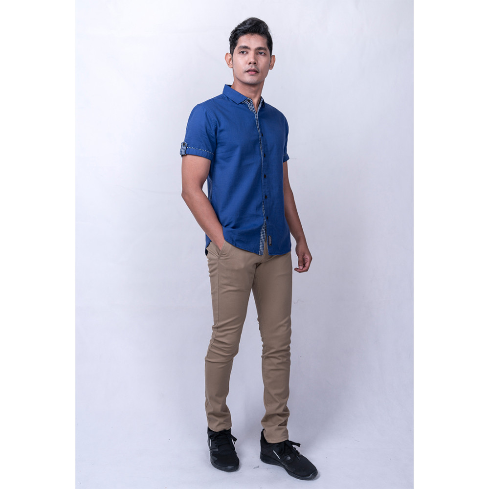 Diesel Men Printed Shirt S/S - Blue Diesel Men Printed Shirt S/S - Blue
