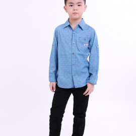 image of Diesel Kids Full Printed Woven Shirt Long Sleeve - Light Blue