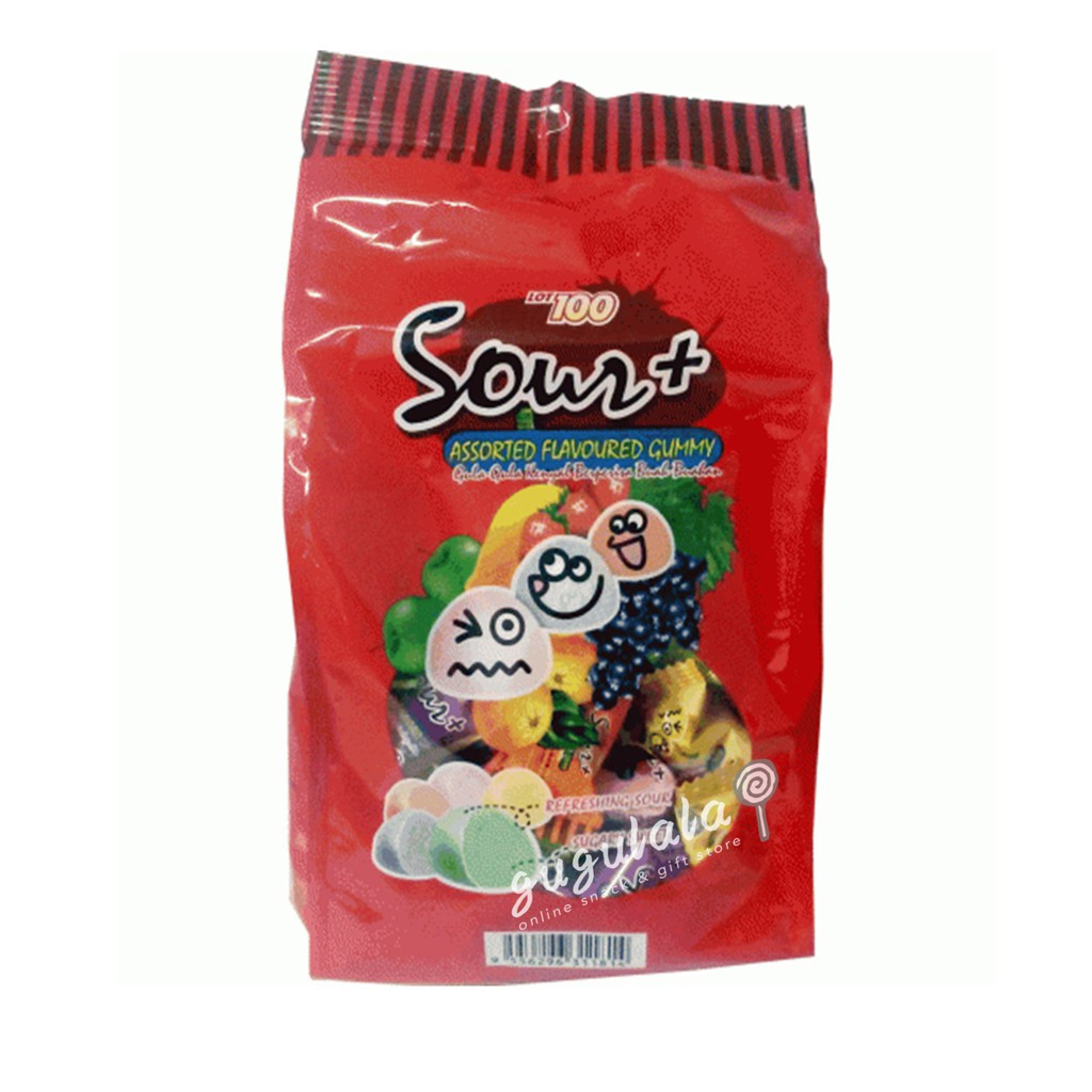 Lot 100 Sour + Assorted Flavoured Gummy 600g Lot 100 Sour + Assorted Flavoured Gummy 600g