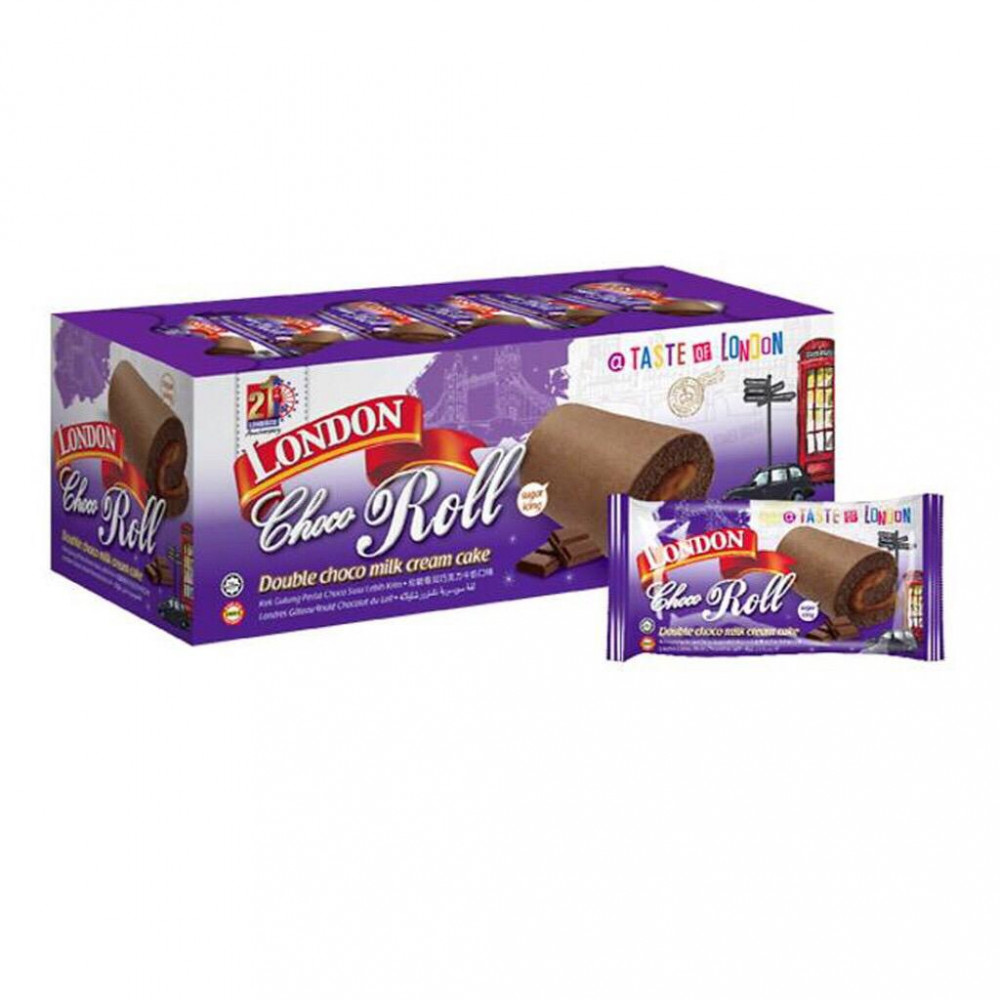 London Roll Double Choco Milk Flavour Cake 24'S X20g London Roll Double Choco Milk Flavour Cake 24'S X20g
