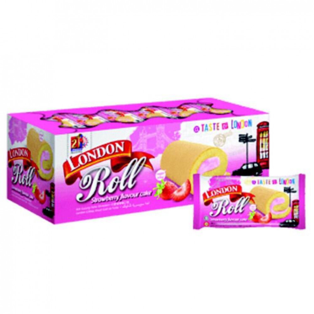 London Roll Strawberry Flavour Cake 24'S X20g London Roll Strawberry Flavour Cake 24'S X20g