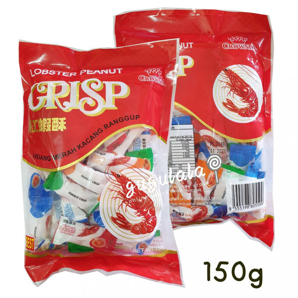 Crowna Lobster Peanut Crisp 红虾酥 150g Crowna Lobster Peanut Crisp 红虾酥 150g