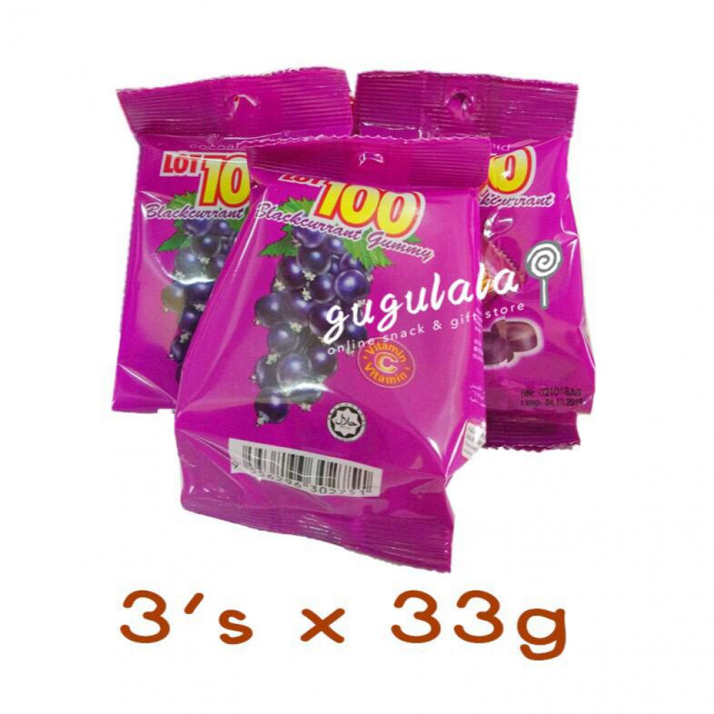 Lot 100 Gummy Blackcurrant 3'S X 33g Lot 100 Gummy Blackcurrant 3'S X 33g