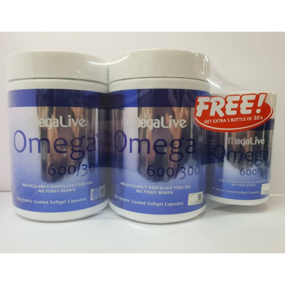 Megalive Omega 600/300 2 x 100's FREE 30's Megalive Omega 600/300 2 x 100's FREE 30's