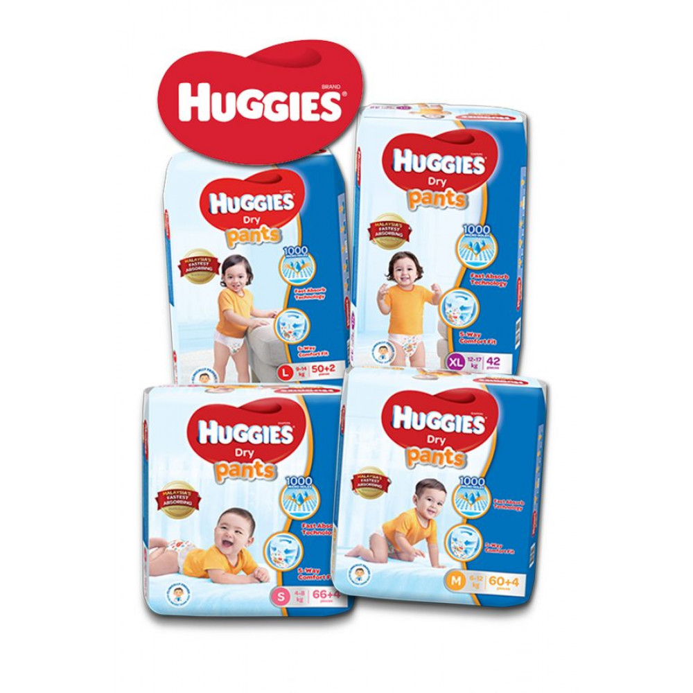 Huggies Dry Pants S66+4 / M60+4 / L50+2 / XL42 / XXL32