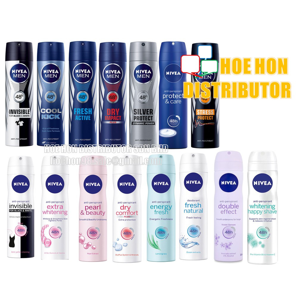 image of Nivea Deodorant Spray 150ml Invisible Black & White, Cool Kick, Extra White
