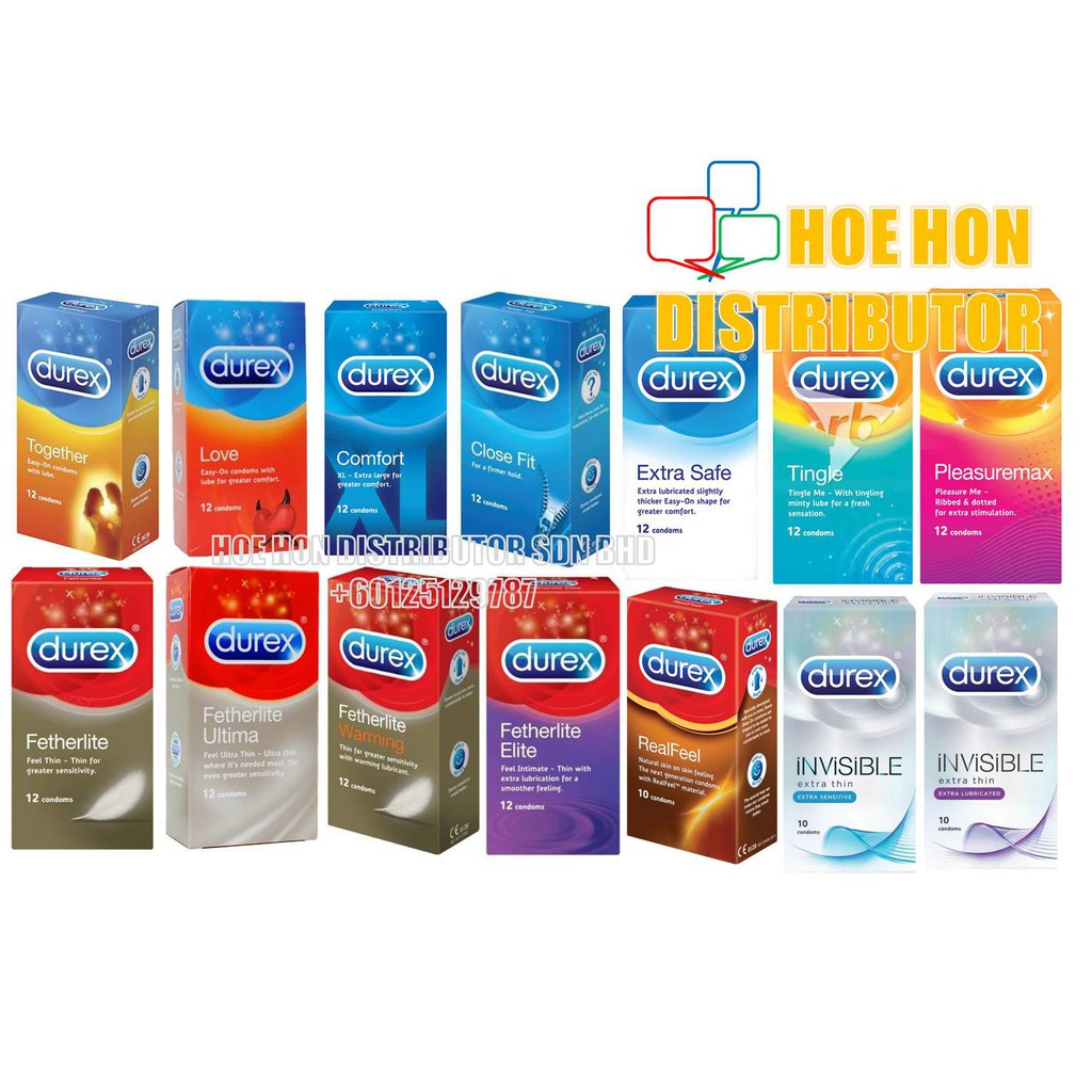 image of Durex Condom 12pcs /10pc Together , Love, Closefit, Performa, Tingle,Pleasuremax