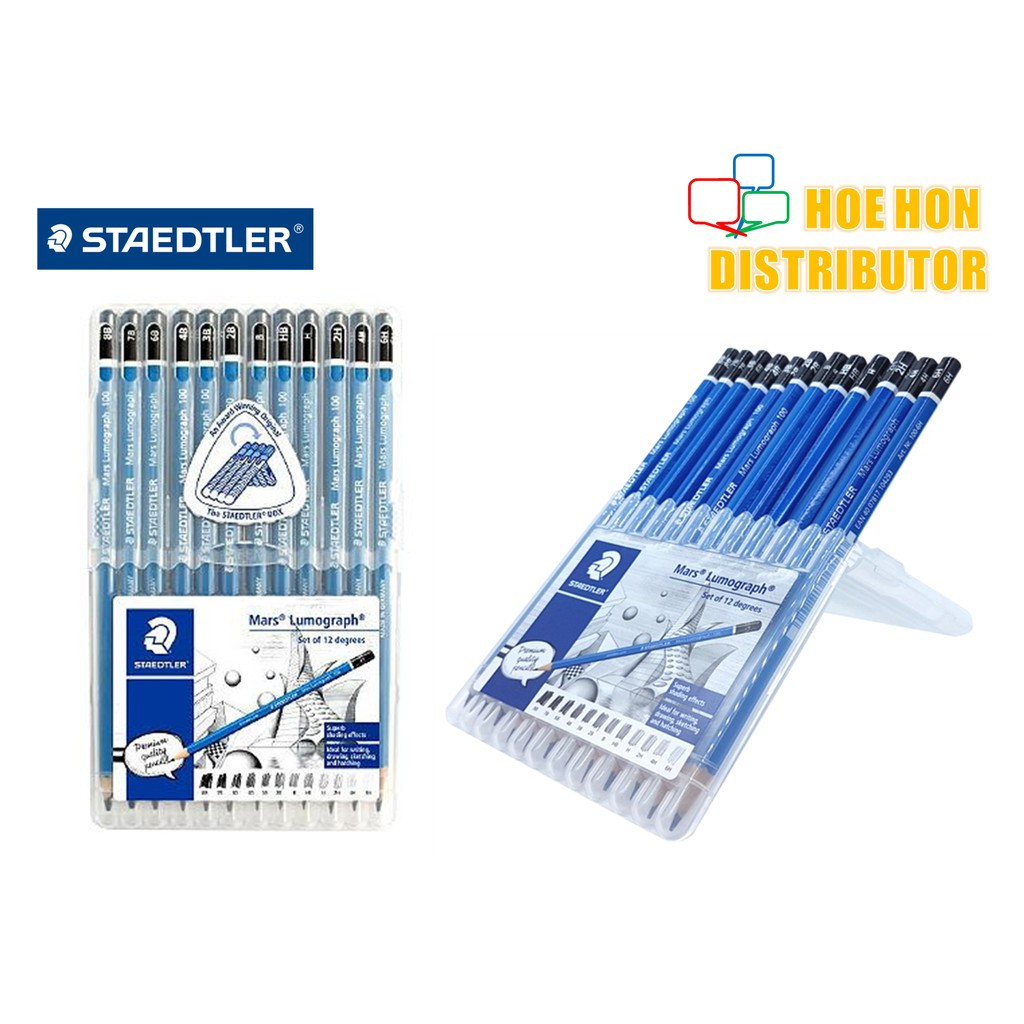 Staedtler Mars Lumograph Pencil Set Of 12 Degrees 8B 7B 6B 4B 3B 2B B HB H 2H 4H Staedtler Mars Lumograph Pencil Set Of 12 Degrees 8B 7B 6B 4B 3B 2B B HB H 2H 4H