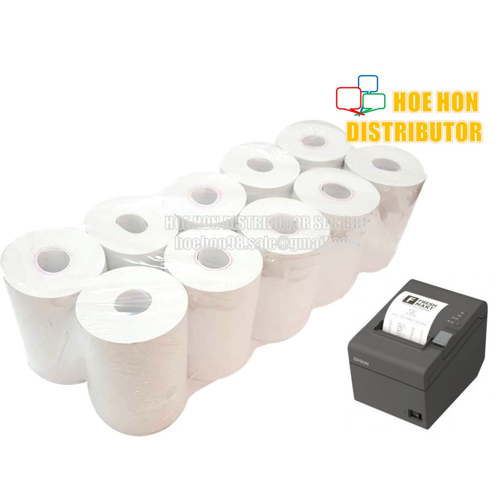 image of Receipt / Resit Thermal Printer Paper Roll 80mm X 60mm X 27m Coreless 10 Roll