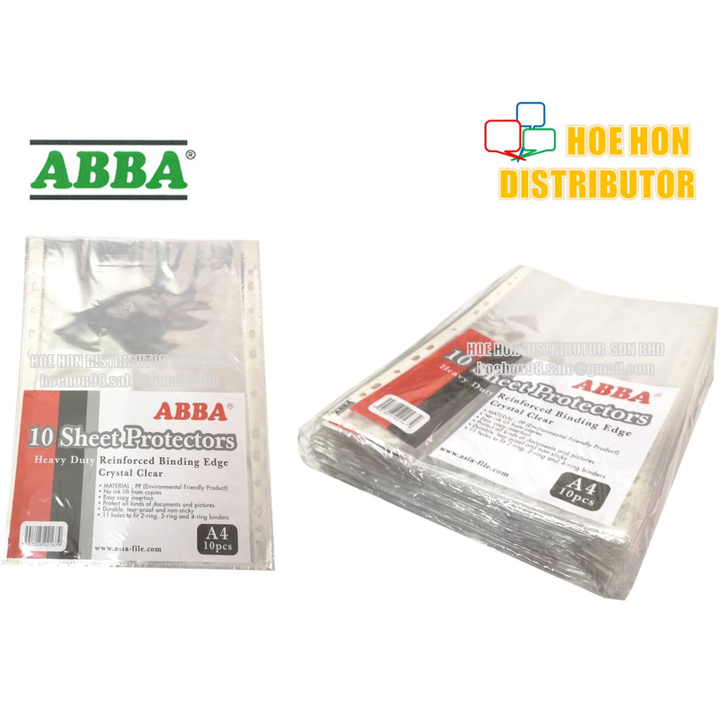 ABBA A4 Paper Sheet Protector 10pcs / Pack CL6 ABBA A4 Paper Sheet Protector 10pcs / Pack CL6