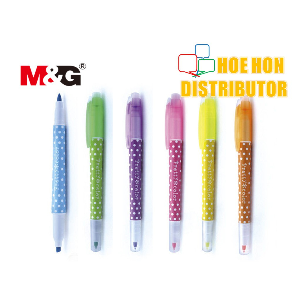 image of M&G Dual Tip Highlighter 1.0mm 2.0mm / Twin Tip # Stabilo Highlighter AHM 21971