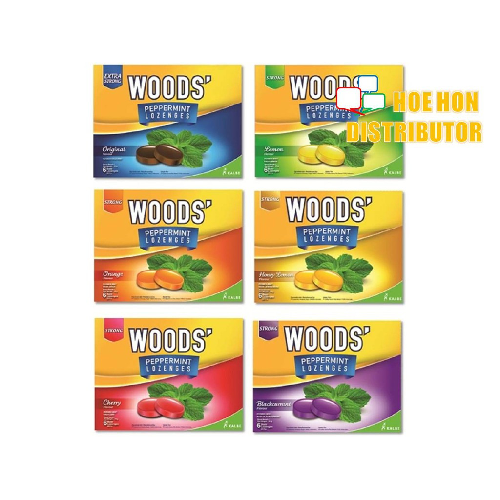 image of Woods Lozenges Peppermint Sore Throat Drops 6 Drops 2.5g Guka Sakit Tekak HALAL