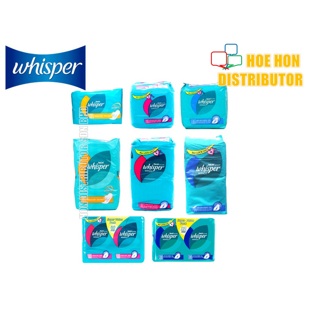 image of Whisper Wings / Non Wing, Regular Flow, Heavy Flow, Overnight (# Kotex)