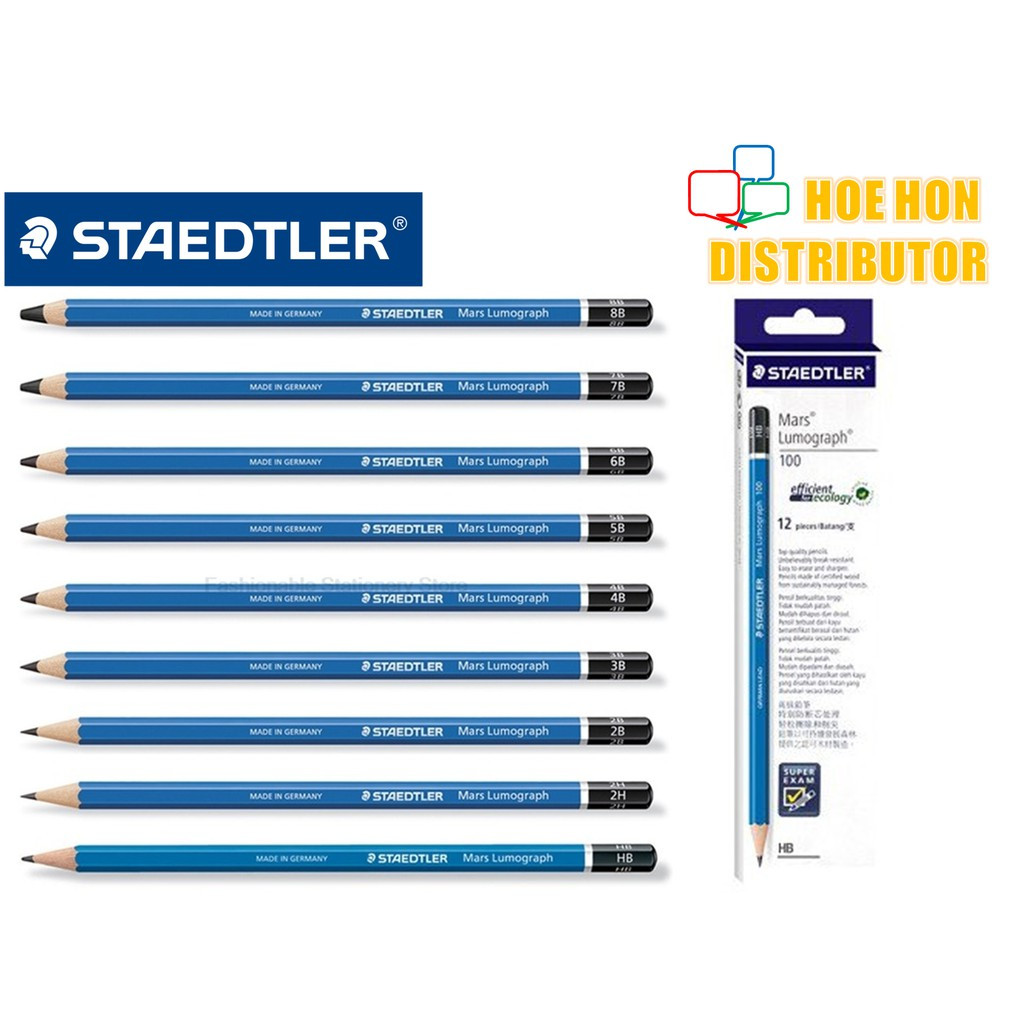 Staedtler Mars Lumograph Pencil 100 8B 7B 6B 5B 4B 3B 2B B HB H 2H 3H 4H 5H 6H Staedtler Mars Lumograph Pencil 100 8B 7B 6B 5B 4B 3B 2B B HB H 2H 3H 4H 5H 6H