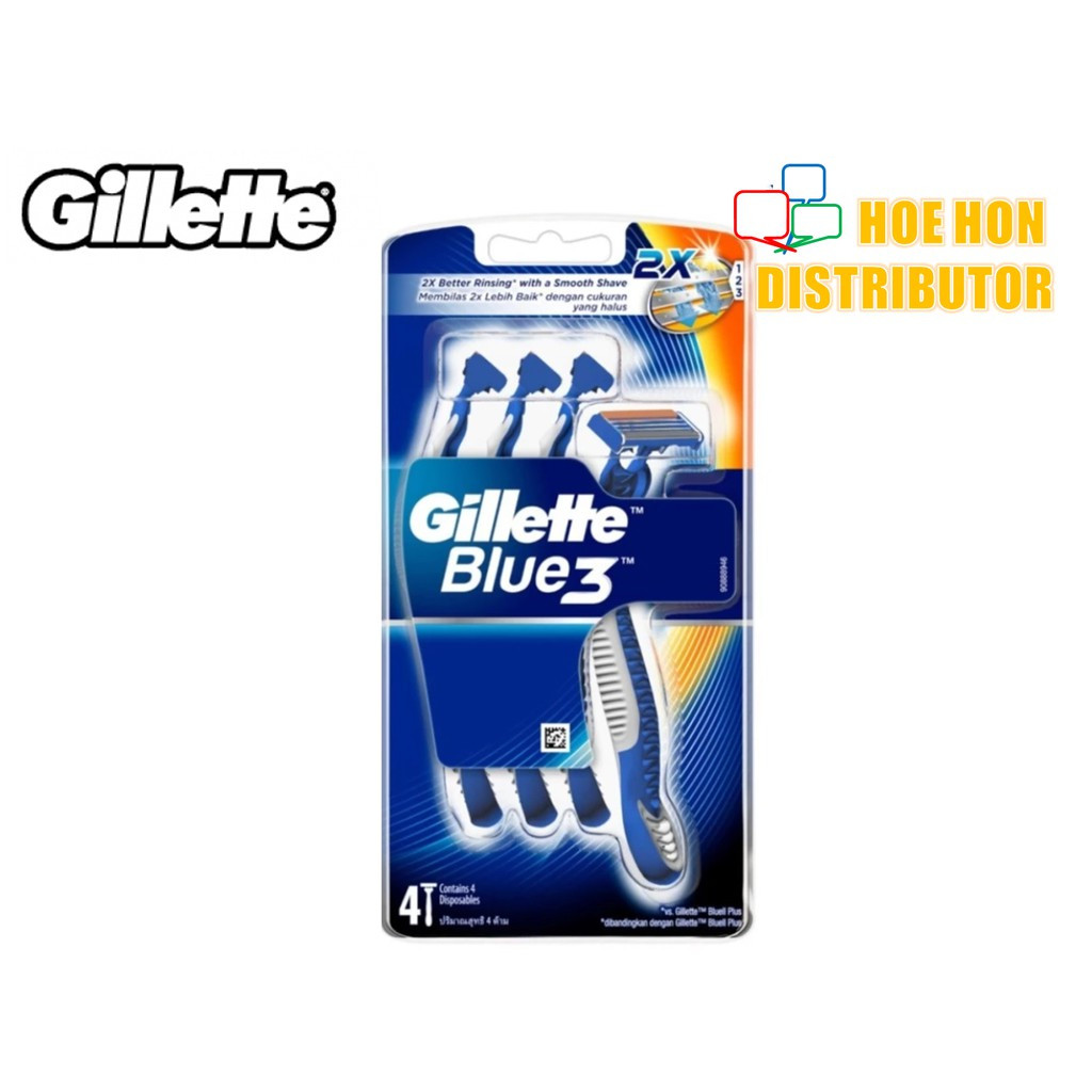 image of Gillette Blue 3 Disposable Razor 4 Unit Value Pack (ORIGINAL) Pisau Cukur
