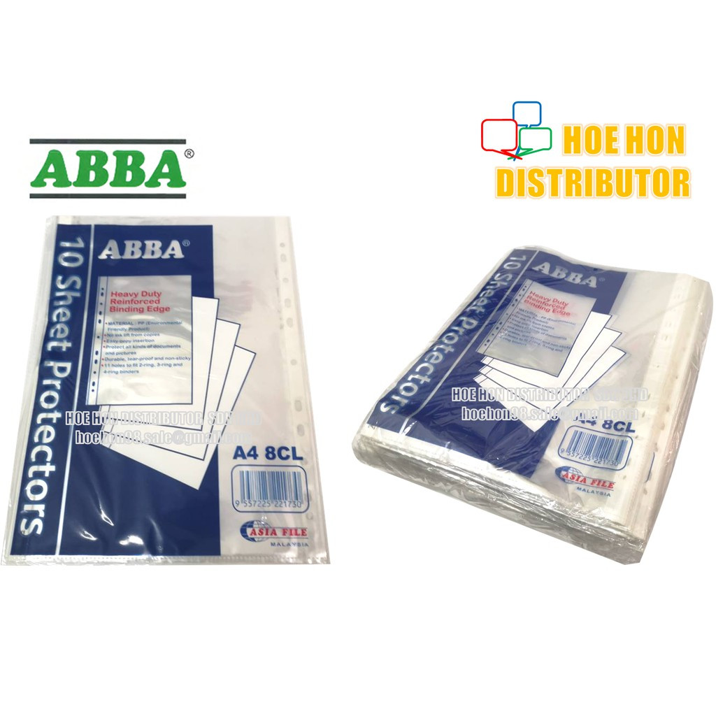 ABBA A4 Paper Sheet Protector 10pcs / Pack (Tebal / Thick Plastic) 8CL ABBA A4 Paper Sheet Protector 10pcs / Pack (Tebal / Thick Plastic) 8CL