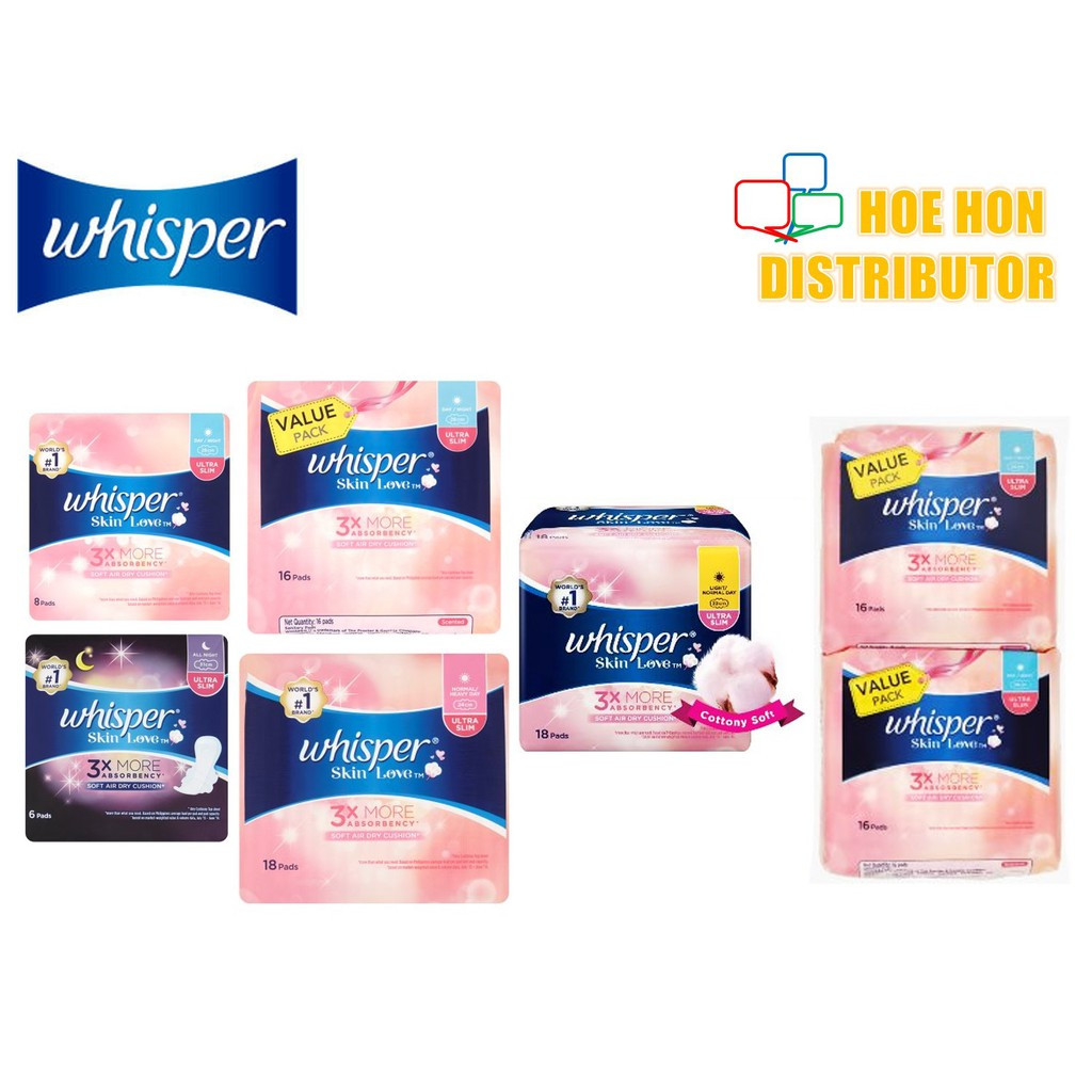 image of Whisper Skin Love Ultra Slim Light / Normal / Heavy / Day / All Night # Kotex