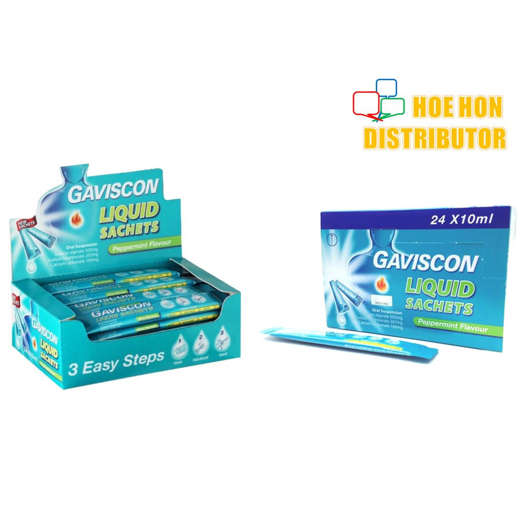 image of Gaviscon Original Liquid Sachets Peppermint Flavour 10ml Indigestion, Heart Burn