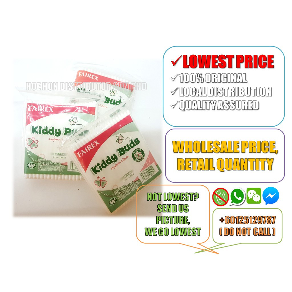 image of Fairex Kiddy Buds 200 Tips (Baby Cotton Bud, Zip Lock Bag) Kapas Telinga Bayi
