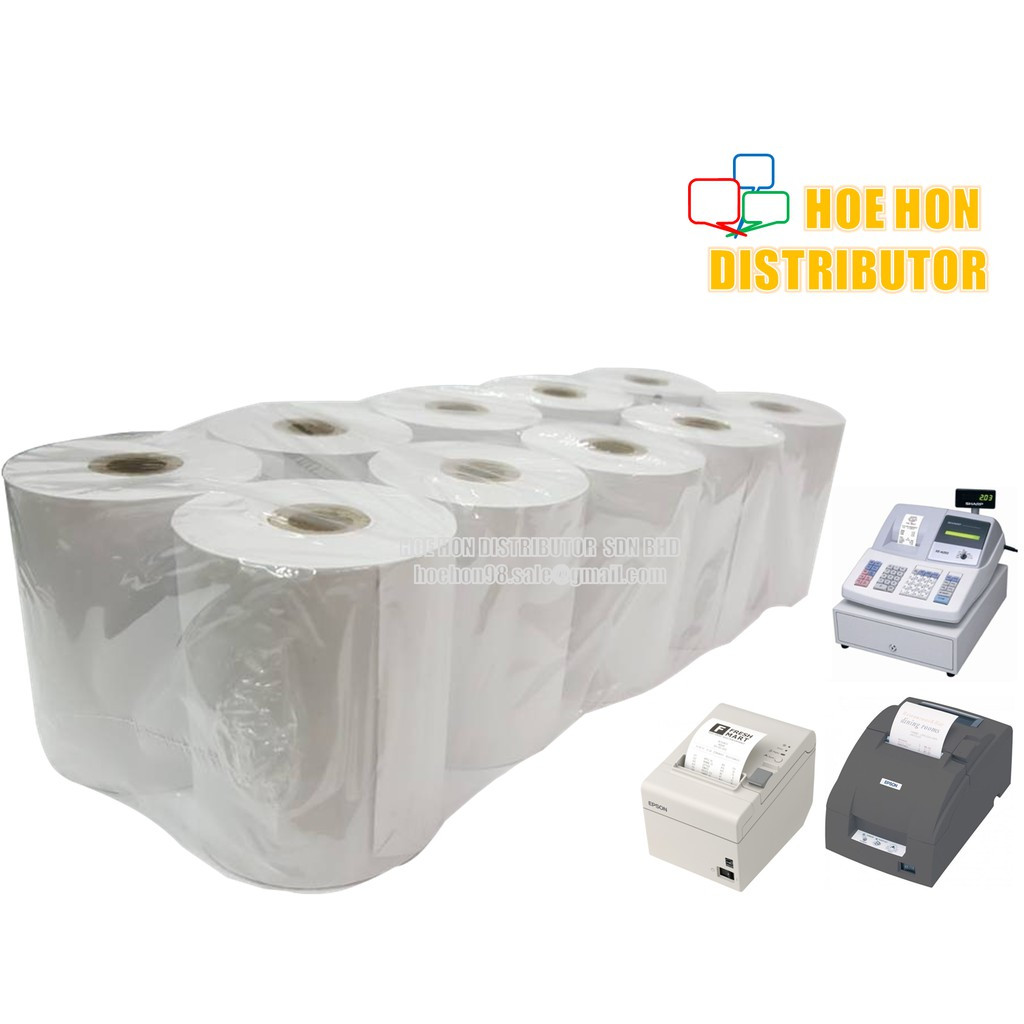 image of Cash Register Receipt Printer White Paper Roll 76mm X 60mm X 12mm 10'Rolls