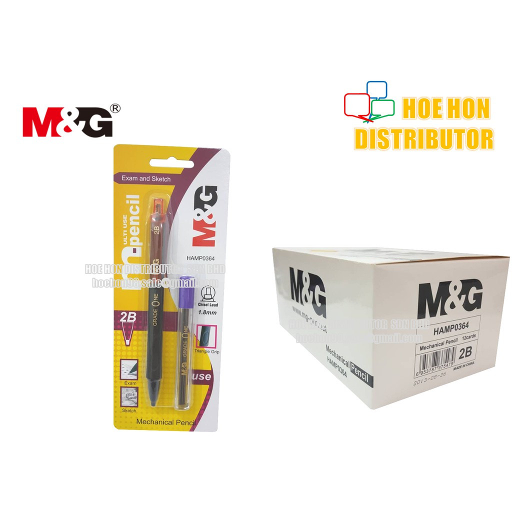 M&G Chisel / Jawi 2B Mechanical Pencil 1.8mm Lead / Triangle Grip HAMP0364 M&G Chisel / Jawi 2B Mechanical Pencil 1.8mm Lead / Triangle Grip HAMP0364
