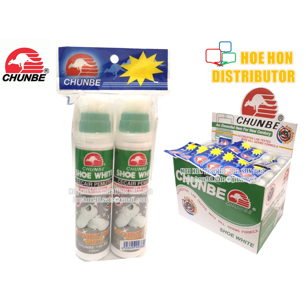 image of Chunbe Anti Bacterial Sparkling Shoe White 120ml X 2unit / Cecair Pemutih