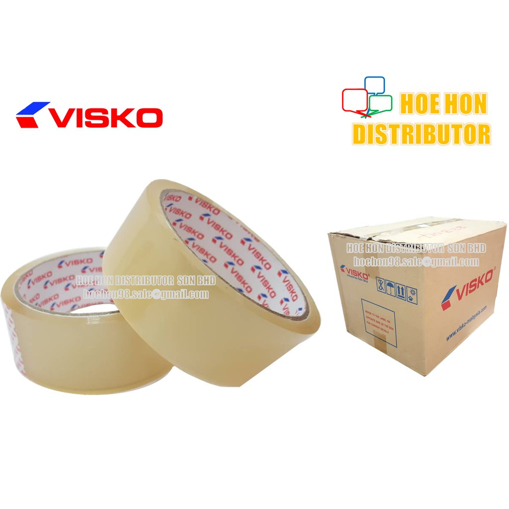image of Visko OPP Adhesive Transparent Packaging Tape 36mm X 40 Yards, 1 1/2 Inch X 36m