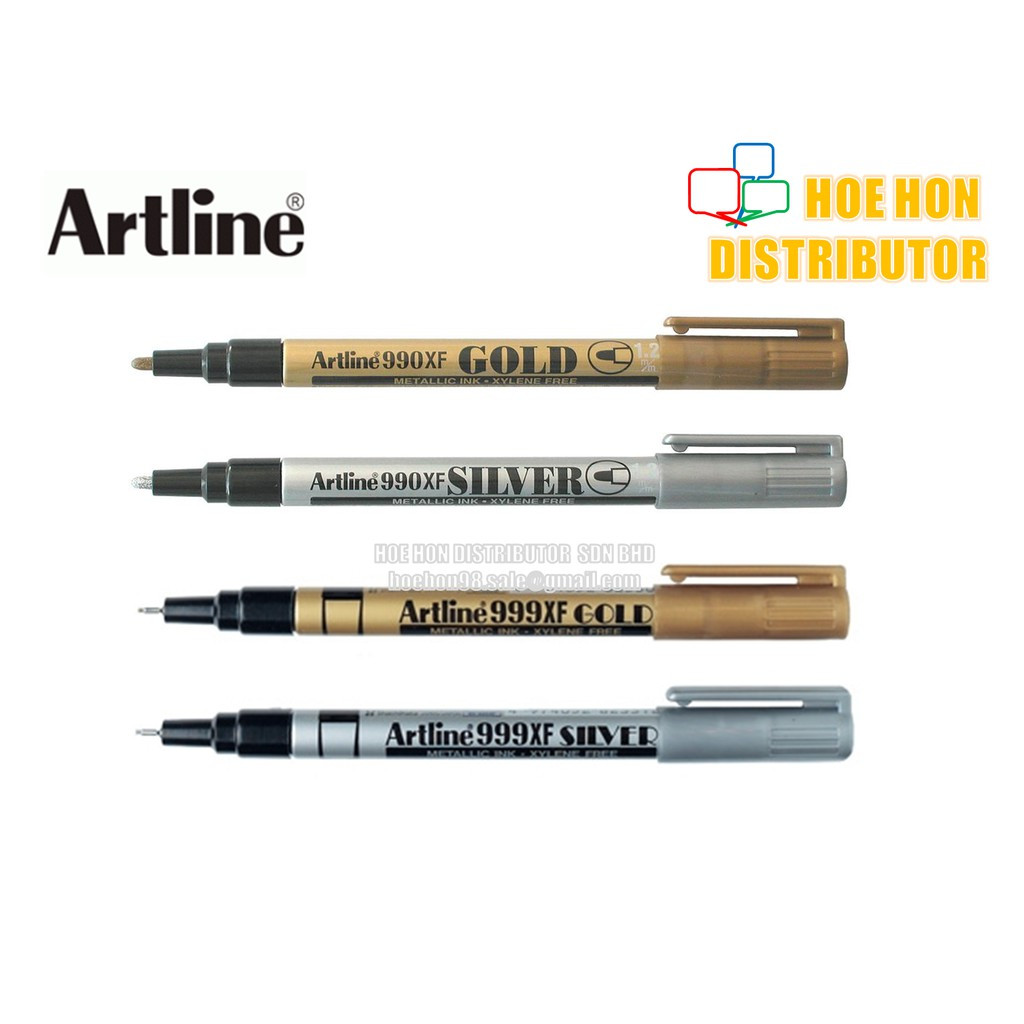 Artline Metallic Permanent Marker 1.2mm 0.8mm 990XF 999XF Gold / Silver Artline Metallic Permanent Marker 1.2mm 0.8mm 990XF 999XF Gold / Silver
