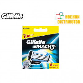image of Gillette Mach 3 / Mach3 8 Pcs Refill Cartridges Pisau Cukur (ORIGINAL)