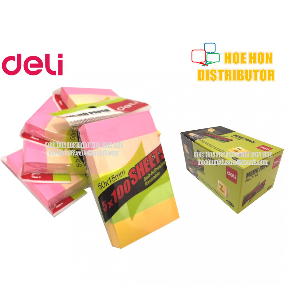 Deli Self Adhesive Memo Reusable Index Sticky / Sticker Note 50 X 15mm 7154 Deli Self Adhesive Memo Reusable Index Sticky / Sticker Note 50 X 15mm 7154