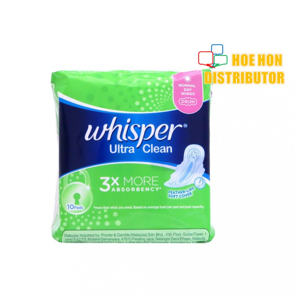 Whisper Ultra Clean Normal Day Wings 24cm 10 Pads Whisper Ultra Clean Normal Day Wings 24cm 10 Pads