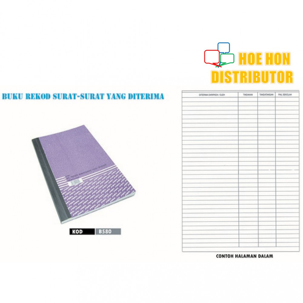 Buku Rekod Surat-Surat Yang Diterima 200 Pages B580 Buku Rekod Surat-Surat Yang Diterima 200 Pages B580
