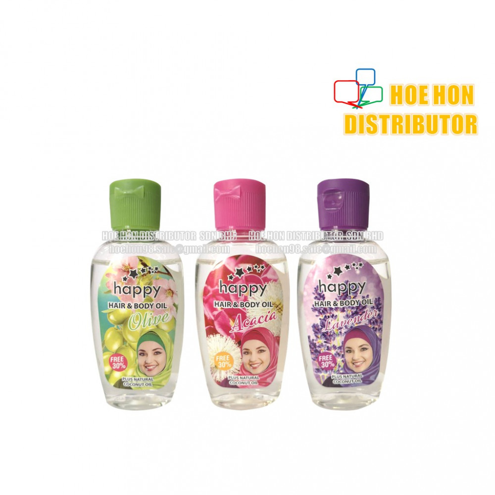 Happy Minyak Zaitun / Hair & Body Olive, Lavender, Acacia With Coconut Oil 65g Happy Minyak Zaitun / Hair & Body Olive, Lavender, Acacia With Coconut Oil 65g