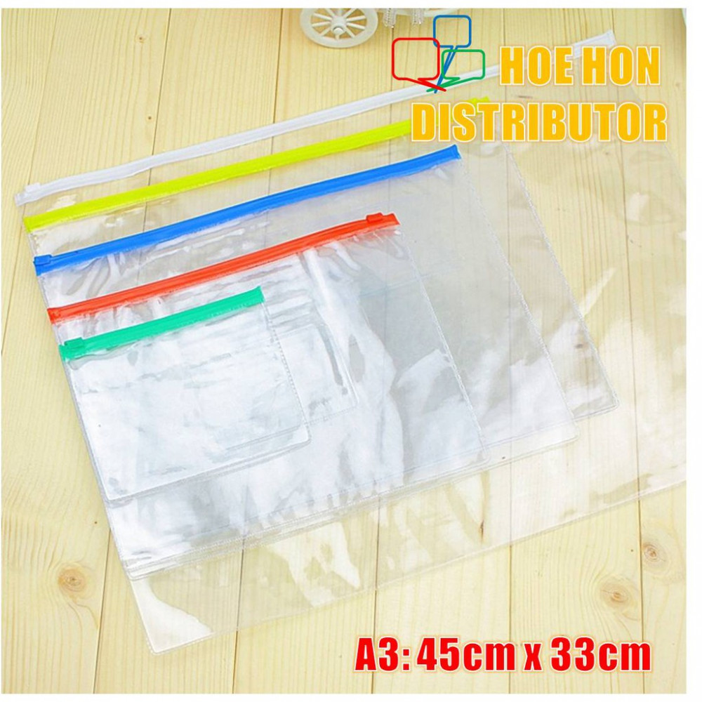 Multipurpose PVC Transparent File Zip Stationery Pencil Bag A3 Large Multipurpose PVC Transparent File Zip Stationery Pencil Bag A3 Large