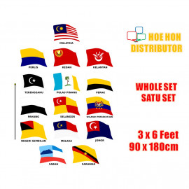 image of Bendera Malaysia / Negeri / All State Flag 3 x 6 ft / 90 x 180 cm Whole Set