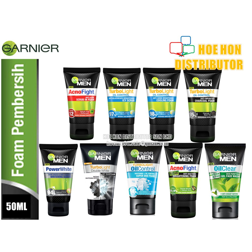 garnier men acno fight wasabi  Garnier  Men  Facial Foam Cleanser Pembersih Muka 50ml 