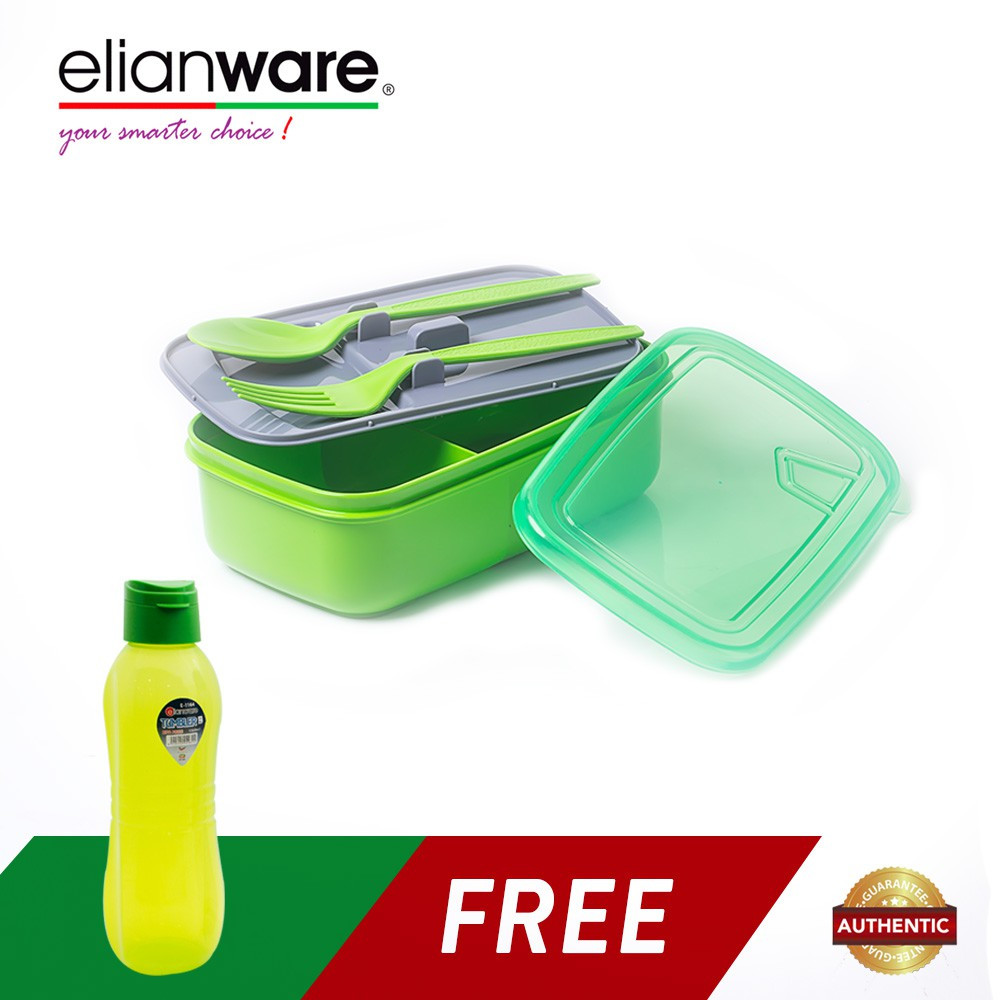 Elianware Convenient 1.3 Ltr Lunch Box Container with Fork & Spoon FREE 1 Ltr BPA Free Water Tumbler