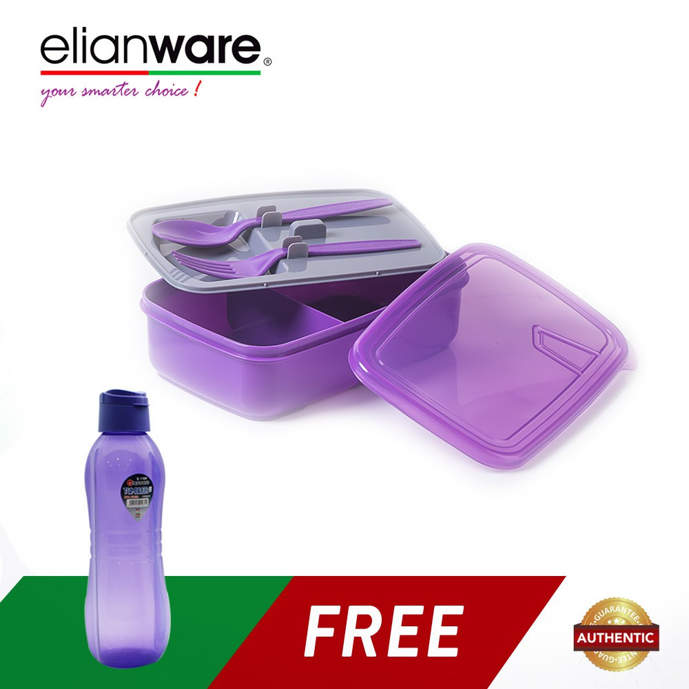 Elianware Convenient 1.3 Ltr Lunch Box Container with Fork & Spoon FREE 1 Ltr BPA Free Water Tumbler