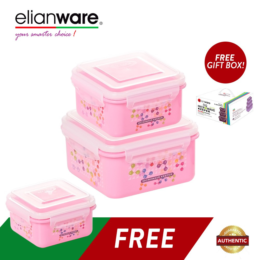Elianware 3 Pcs Ezy-Lock 100% Airtight Neutron Food Containers