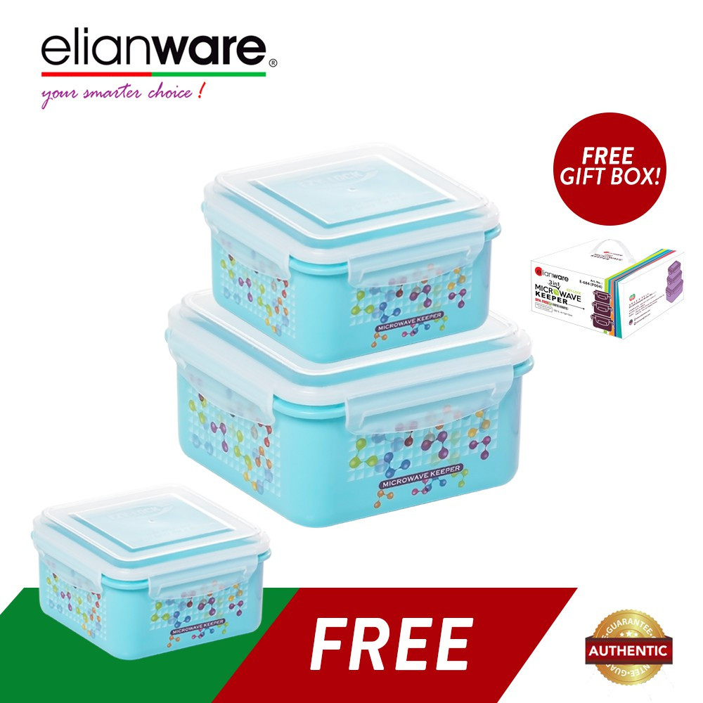 Elianware 3 Pcs Ezy-Lock 100% Airtight Neutron Food Containers