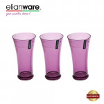 Elianware 550ml x 3Pcs Unbreakable Curvy Fashionable Transparent Cup Set