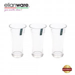 Elianware 550ml x 3Pcs Unbreakable Curvy Fashionable Transparent Cup Set