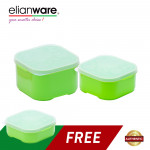 Elianware 3 Pcs Square Colourful Plastic Food Containers Set BPA Free