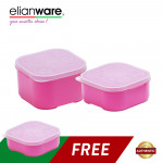 Elianware 3 Pcs Square Colourful Plastic Food Containers Set BPA Free