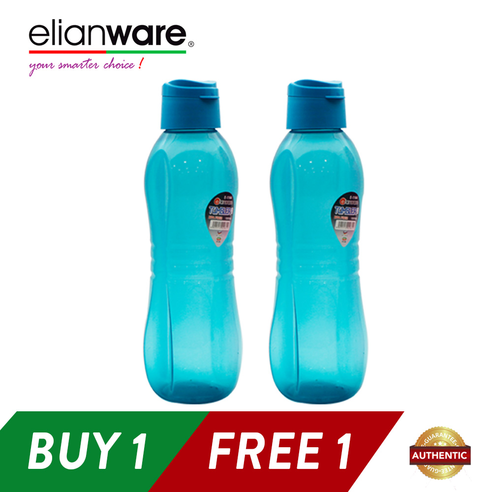 Elianware 2x1000ml BPA Free Sporty Large Flip Top Water Bottle